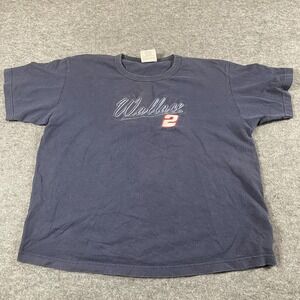 VTG Chase T Shirt Womens Extra Large Blue Rusty Wallace 2 Embroidered NASCAR USA